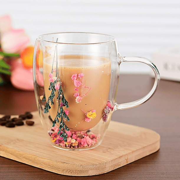 Set 2 Tazas Mug Doble Pared Con Flores Eternas 350ml 7