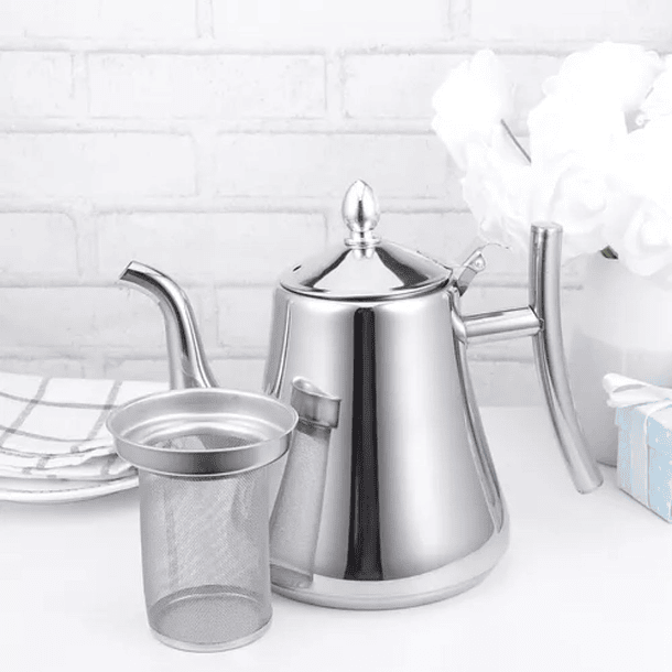 Tetera Infusor De Té De Acero Inoxidable 1 Litro Con Filtro 2