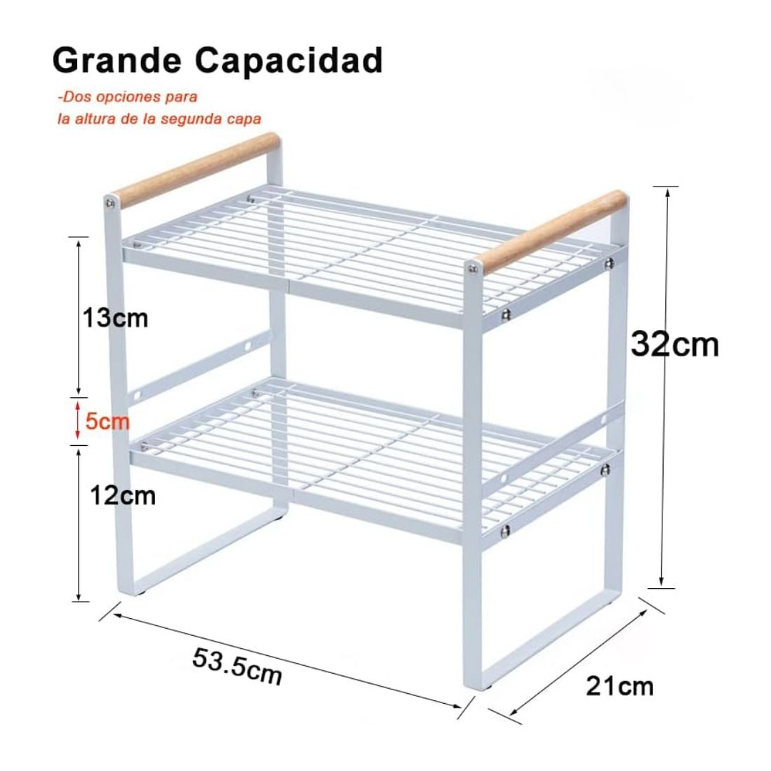 Repisa Organizador 2 Niveles Metálica Con Madera 54 cms Negro 7