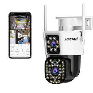 Cámara De Seguridad Exterior Wifi 2k 4mp Con Doble Lente Ptz Jortan JT-8293