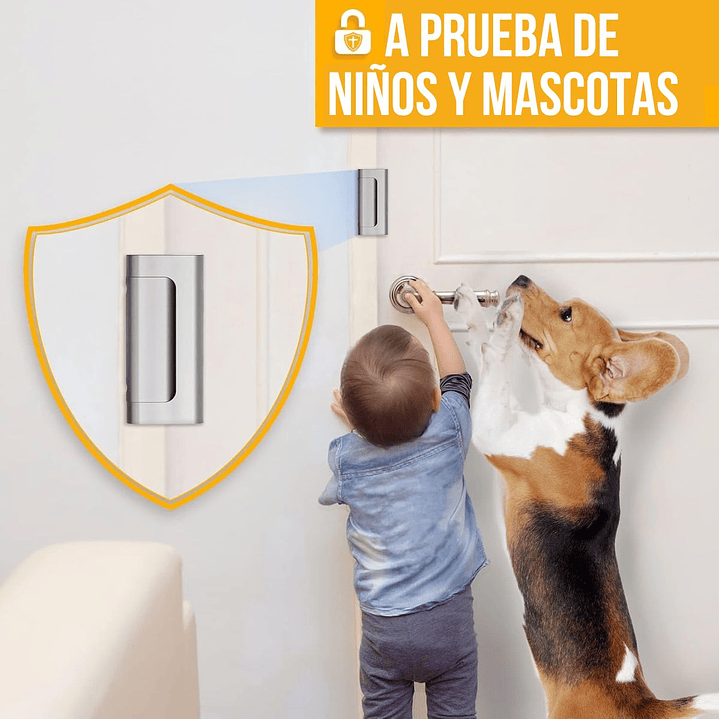 Cerradura de Seguridad Refuerzo para Puerta Picaporte Seguridad Plateado 5