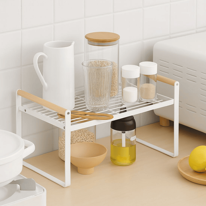 Repisa Organizadora Multiuso de Acero y Madera 34 Cms – Estante multiuso estilo nórdico 2