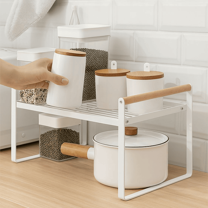 Repisa Organizadora Multiuso de Acero y Madera 34 Cms – Estante multiuso estilo nórdico 8