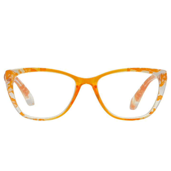 Elara Yellow Marble – Lentes de Lectura Cat-Eye para Mujer con Filtro Azul 1