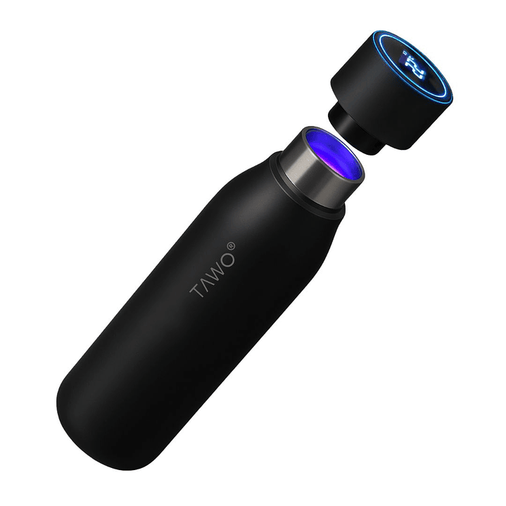 Botella de Agua Autolimpiante UV Tawo 750 ml Negra – con Purificador Inteligente y Recordatorio de Hidratación 1
