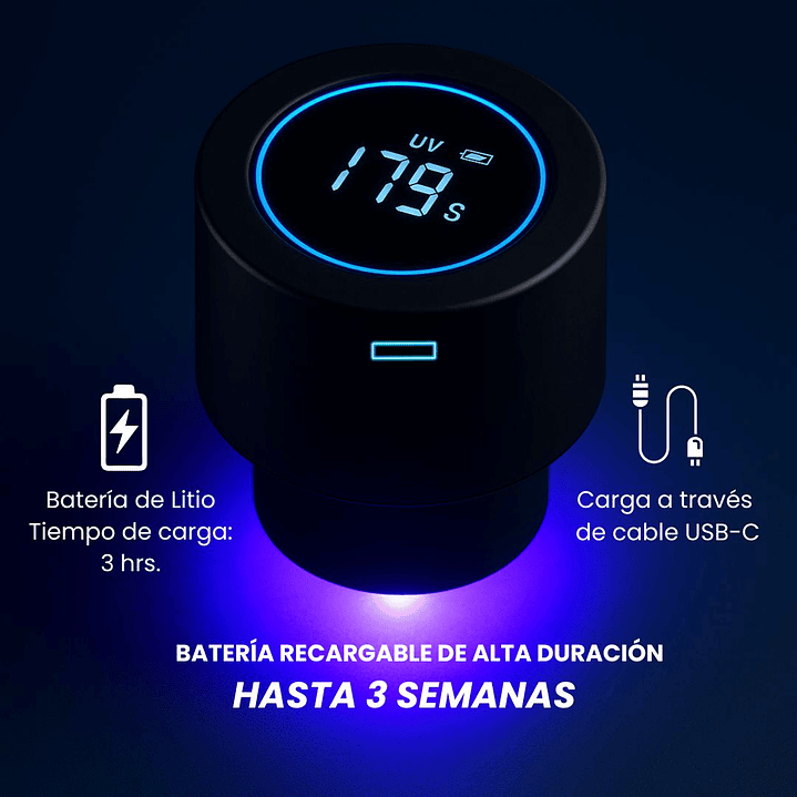 Botella de Agua Autolimpiante UV Tawo 750 ml Negra – con Purificador Inteligente y Recordatorio de Hidratación 5