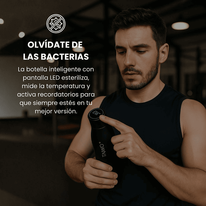 Botella de Agua Autolimpiante UV Tawo 750 ml Negra – con Purificador Inteligente y Recordatorio de Hidratación 7
