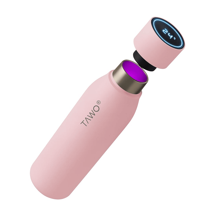 Botella de Agua Autolimpiante UV Tawo 750 ml Rosado – con Purificador Inteligente y Recordatorio de Hidratación 1