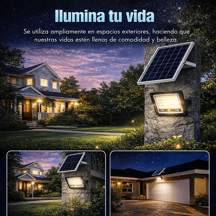 Reflector Foco Solar Led 5000w Con Panel Solar Exterior Ip66 4