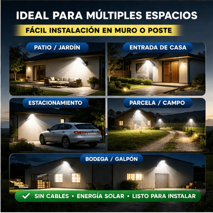 Foco Solar Led 300w Exterior Sensor Movimiento Soporte Ip66 8