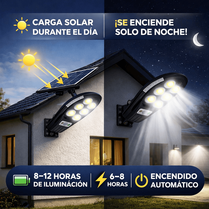Foco Solar Led 300w Exterior Sensor Movimiento Soporte Ip66 4