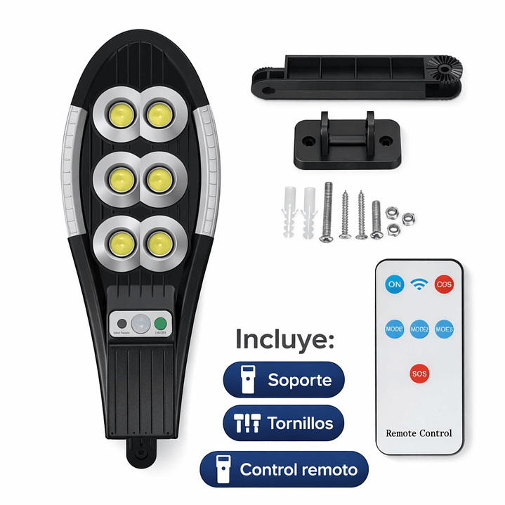 Foco Solar Led 400w Exterior Sensor Movimiento Soporte Ip66 9