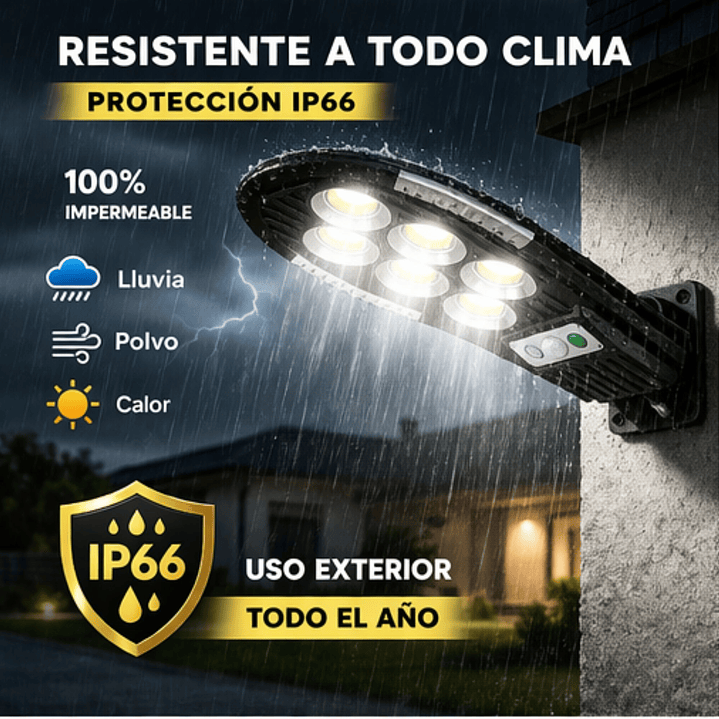 Foco Solar Led 400w Exterior Sensor Movimiento Soporte Ip66 6