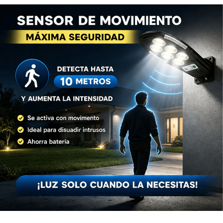 Foco Solar Led 400w Exterior Sensor Movimiento Soporte Ip66 3