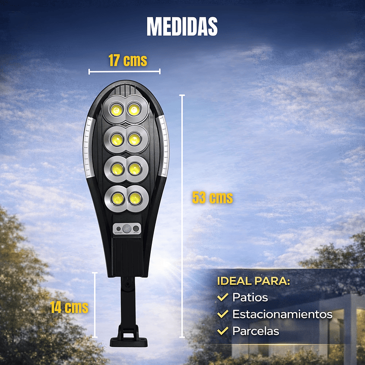 Foco Solar Led 400w Exterior Sensor Movimiento Soporte Ip66 5