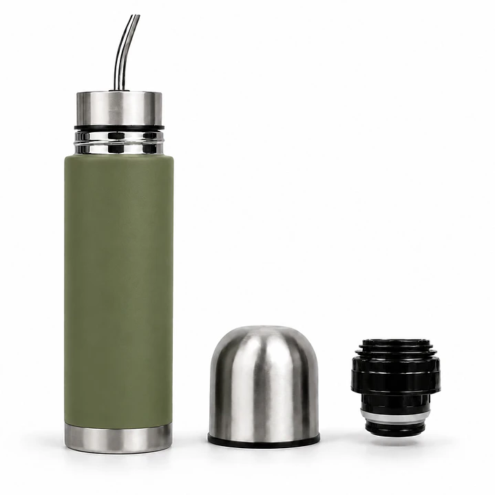 Termo Mate Acero Inoxidable 2 en 1 Botella Termica Tawo 750 Ml Verde 1