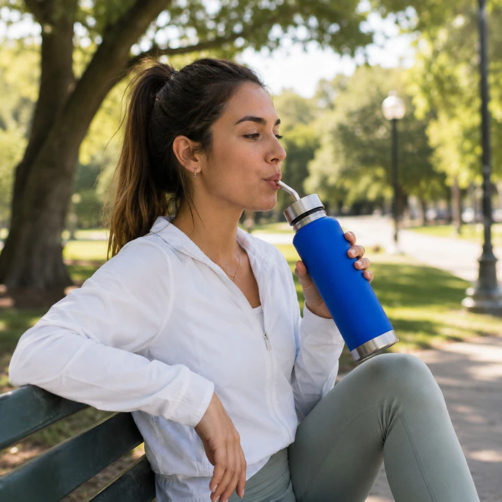 Termo Mate Acero Inoxidable 2 en 1 Botella Termica Tawo 750 Ml Azul 2
