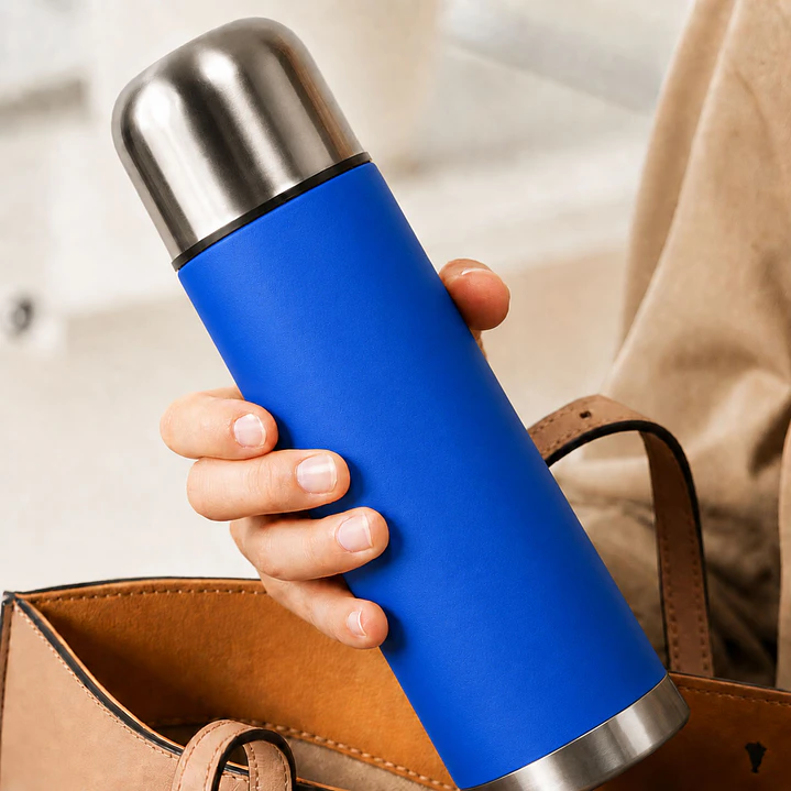 Termo Mate Acero Inoxidable 2 en 1 Botella Termica Tawo 750 Ml Azul 5