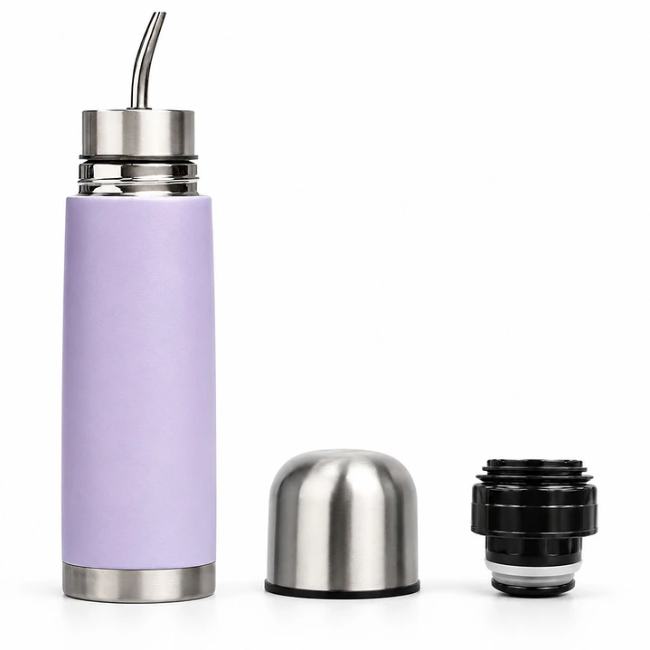 Termo Mate Acero Inoxidable 2 en 1 Botella Termica Tawo 750 Ml Morado 1
