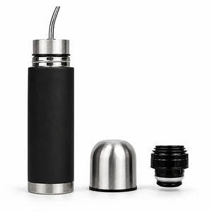Termo Mate Acero Inoxidable 2 en 1 Botella Termica Tawo 750 Ml Negro