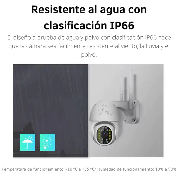 Cámara de Seguridad Exterior Jortan 8159 WiFi Full HD con Visión Nocturna y Alarma 3