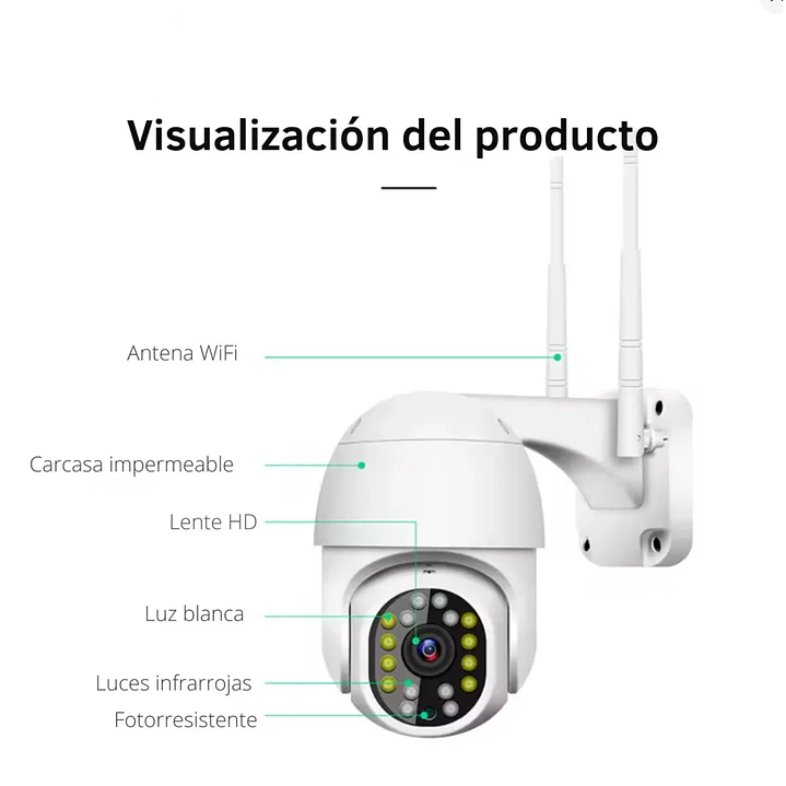 Cámara de Seguridad Exterior Jortan 8159 WiFi Full HD con Visión Nocturna y Alarma 6