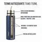 Termo Mate Autocebante Acero Inoxidable 2 en 1 Tawo 750 Ml - Azul Marino - Miniatura 7