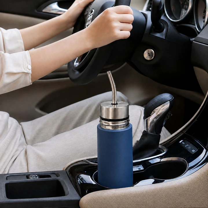 Termo Mate Autocebante Acero Inoxidable 2 en 1 Tawo 750 Ml - Azul Marino 8