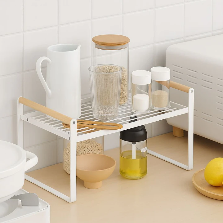 Repisa Organizadora Multiuso Estilo Nórdico Acero y Madera 34 cm 2