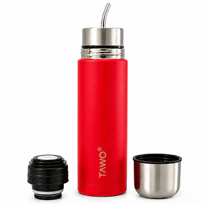 Termo Mate Autocebante Acero Inoxidable 2 en 1 Tawo 750 Ml - Rojo