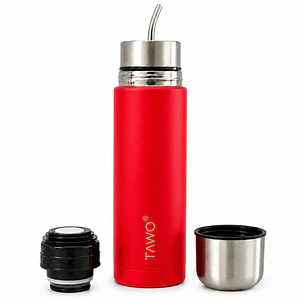 Termo Mate Autocebante Acero Inoxidable 2 en 1 Tawo 750 Ml - Rojo