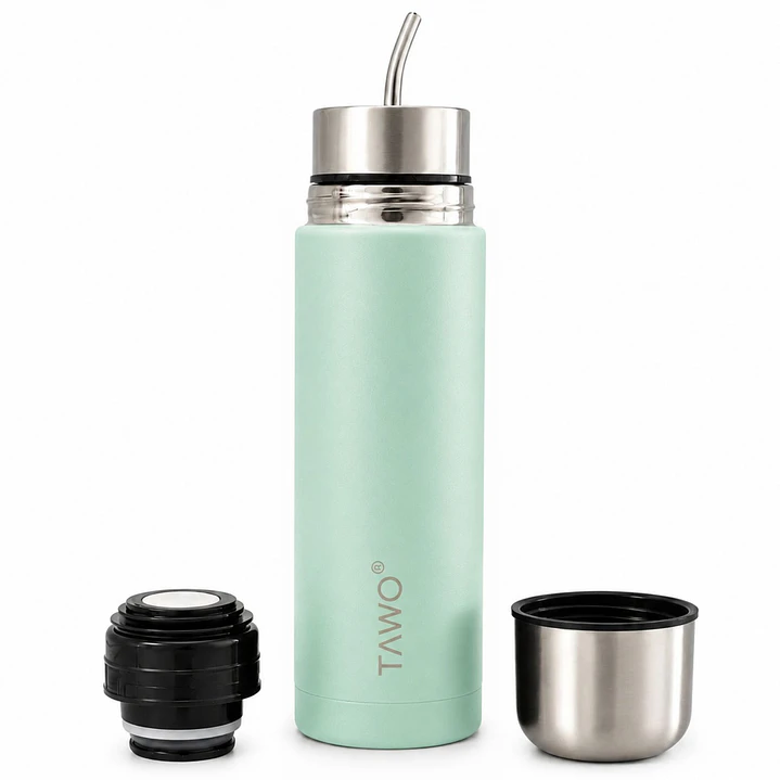Termo Mate Autocebante Acero Inoxidable 2 en 1 Tawo 750 Ml - Verde Claro 1