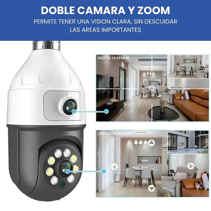 Cámara Ampolleta WiFi Full HD Doble Lente y Visión 360° Motorizada Jortan JT-9696 3