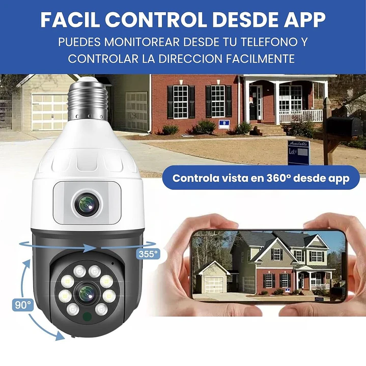 Cámara Ampolleta WiFi Full HD Doble Lente y Visión 360° Motorizada Jortan JT-9696 7