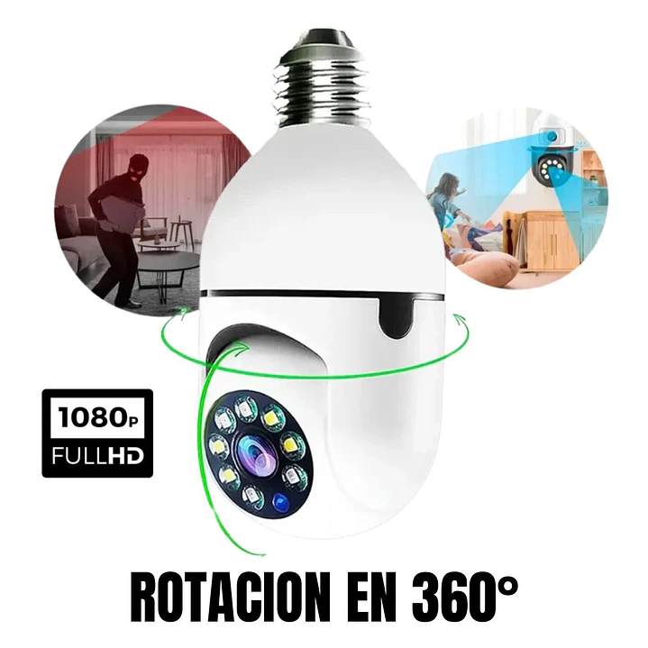 Cámara Ampolleta WiFi Full HD Visión 360° y Audio Bidireccional Jortan JT-8177 2