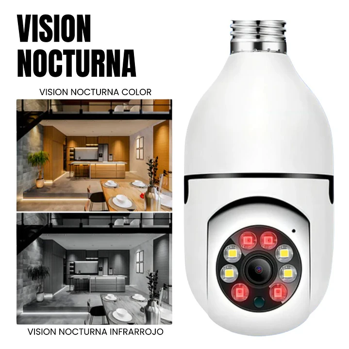 Cámara Ampolleta WiFi Full HD Visión 360° y Audio Bidireccional Jortan JT-8177 4