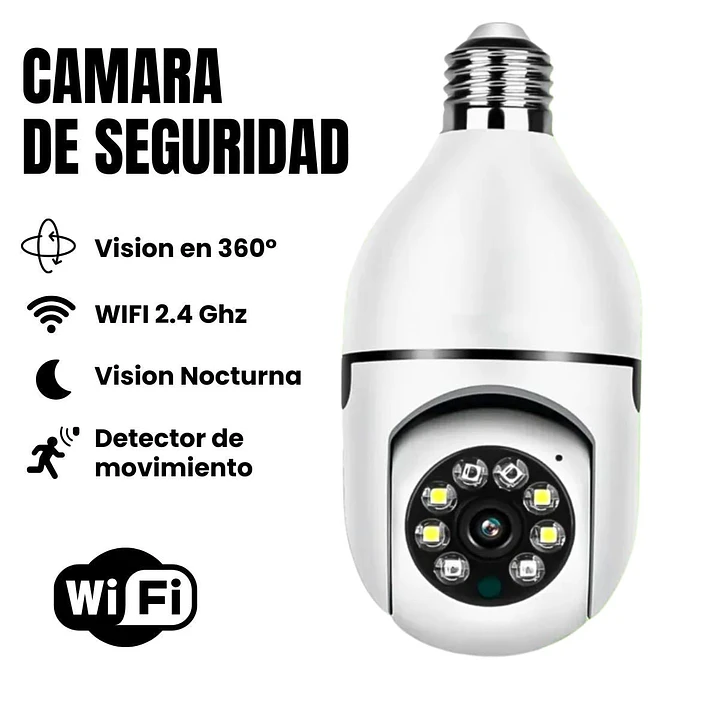 Cámara Ampolleta WiFi Full HD Visión 360° y Audio Bidireccional Jortan JT-8177 5