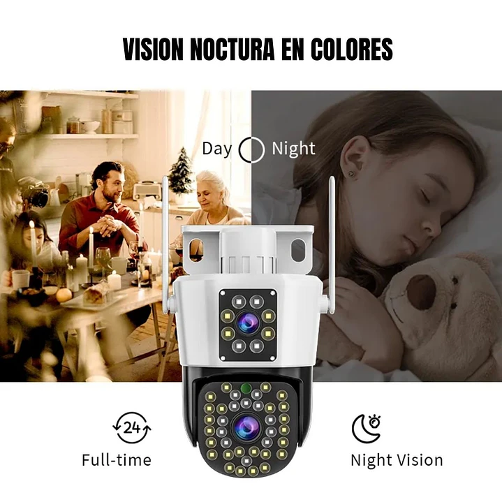 Cámara de Seguridad Exterior WiFi 4MP Doble Lente Visión Nocturna y Alarma Jortan JT-8293 5
