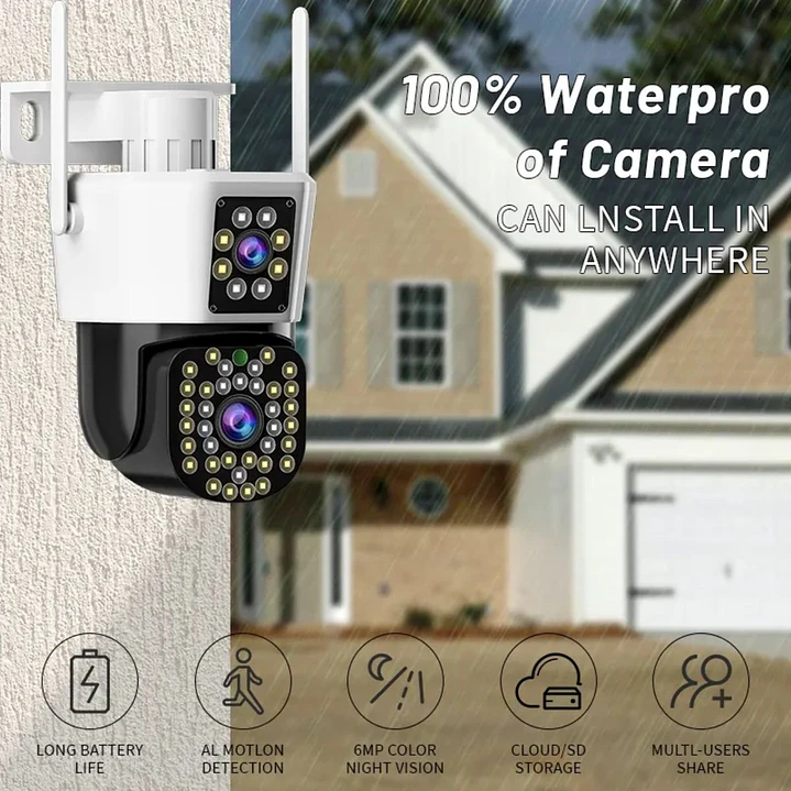 Cámara de Seguridad Exterior WiFi 4MP Doble Lente Visión Nocturna y Alarma Jortan JT-8293 6