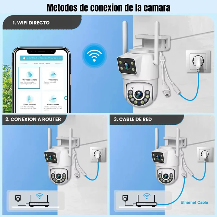 Cámara de Seguridad Exterior WiFi 4MP Doble Lente y Visión Nocturna Jortan JT-8698Pro 4