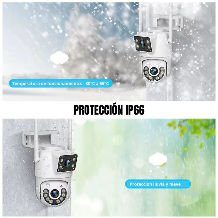 Cámara de Seguridad Exterior WiFi 4MP Doble Lente y Visión Nocturna Jortan JT-8698Pro 6