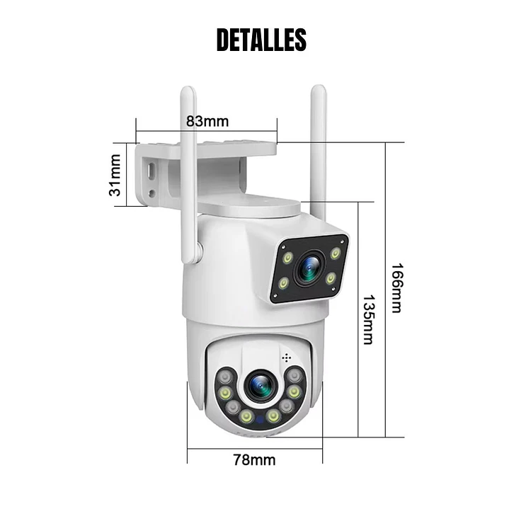 Cámara de Seguridad Exterior WiFi 4MP Doble Lente y Visión Nocturna Jortan JT-8698Pro 8