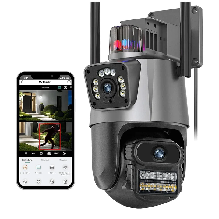Cámara de Seguridad Exterior WiFi 8MP Doble Lente y Visión Nocturna Jortan JT-9687 Pro 3