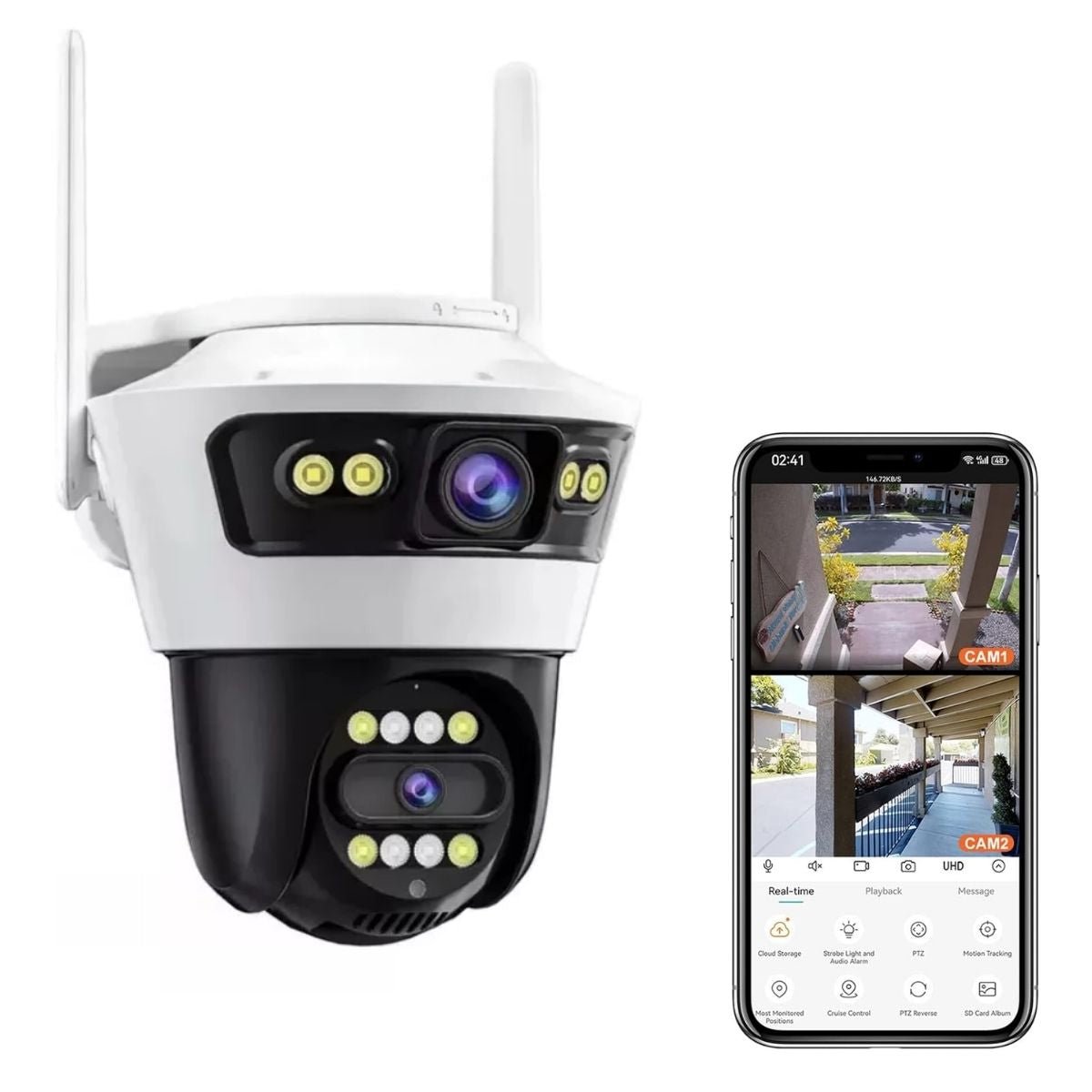 Cámara de Seguridad Exterior WiFi Full HD Doble Lente y Detección Humana Jortan 4