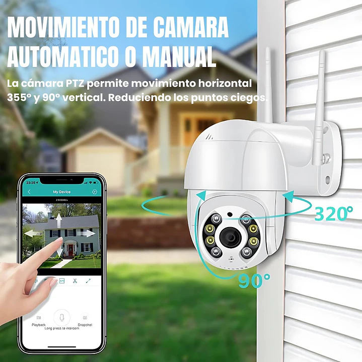 Cámara de Seguridad Exterior WiFi Full HD Visión Nocturna y Detección de Movimiento Jortan JT-8160QJ 3