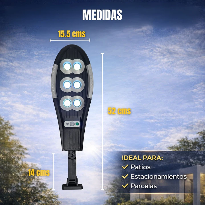 Foco Solar LED Cobra Jortan 300W con Sensor de Movimiento IP66 7