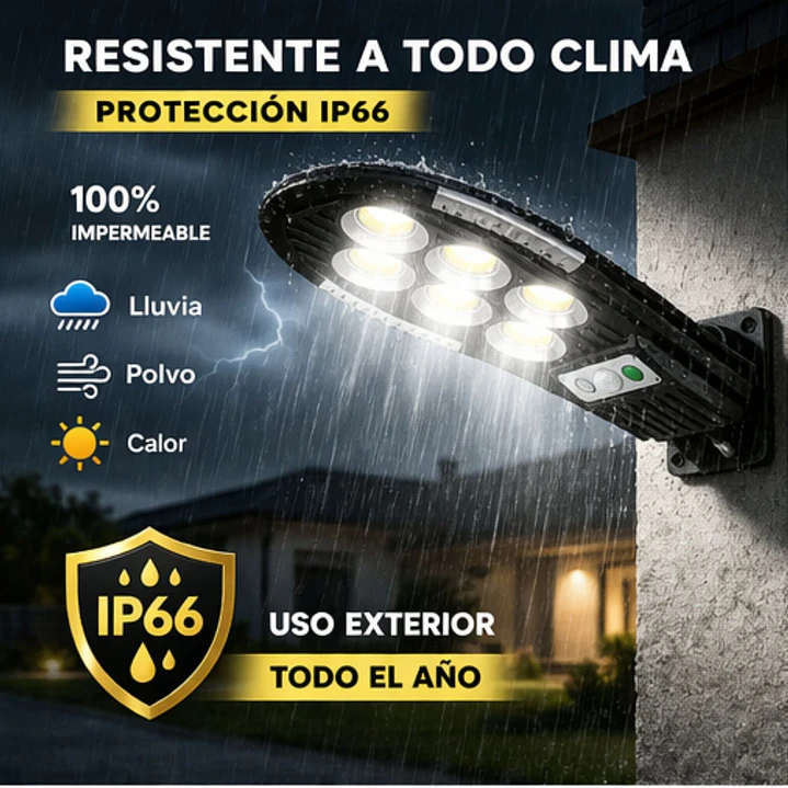 Foco Solar LED Cobra Jortan 400W con Sensor de Movimiento IP66 6
