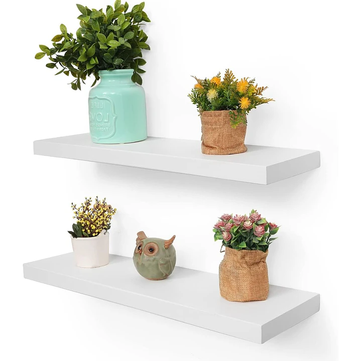 Pack 2 Repisas Flotantes Blancas Estilo Minimalista 40 cm 1