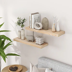 Pack 2 Repisas Flotantes de Madera Estilo Minimalista 40 cm