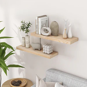 Pack 2 Repisas Flotantes de Madera Estilo Minimalista 40 cm
